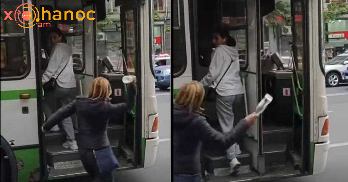 Տեսանյութ․ Կինը շիշը նետում է տրոլեյբուսի վարորդի վրա