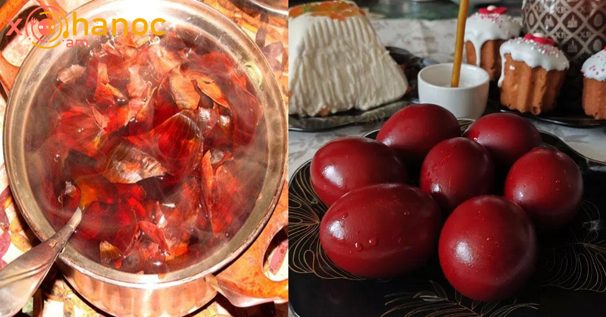 Ինչպես ձուն ներկել գեղեցիկ վառ կարմիր ՝ սոխի կեղևի միջոցով (տեսանյութ)