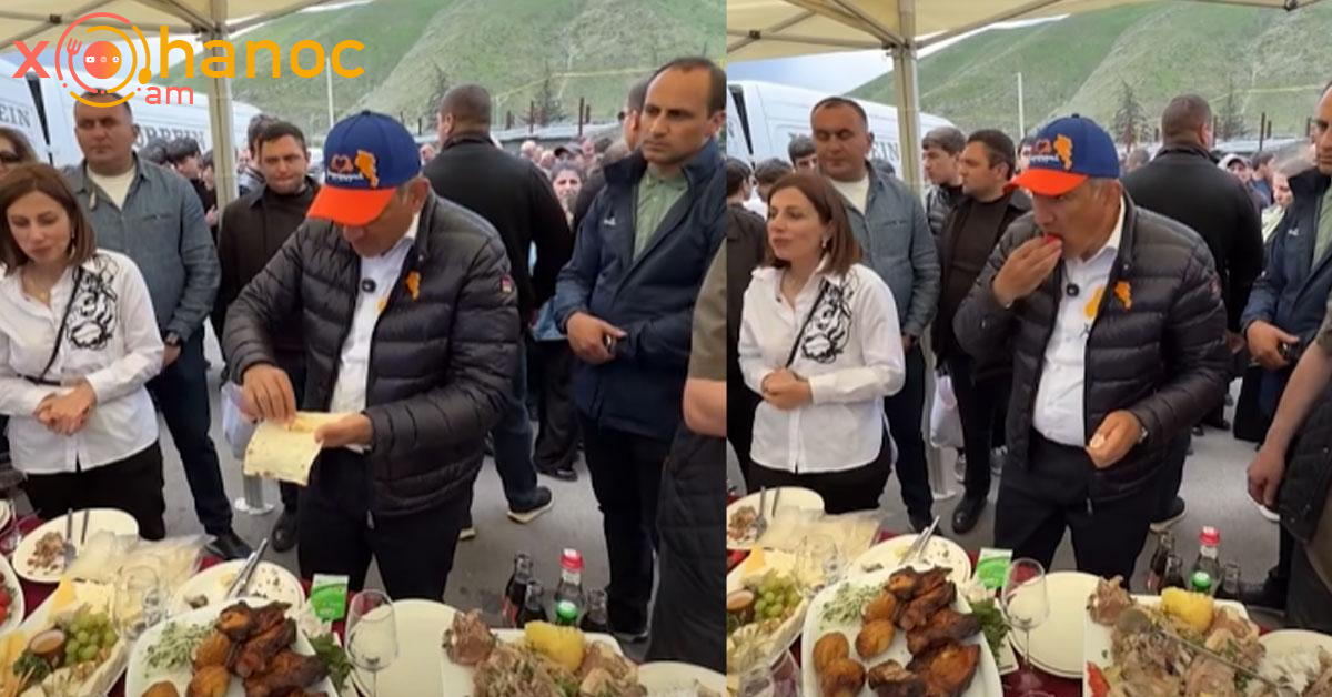 Փաշինյանը պանրով բրդուճի հետ ելակ ու գիլաս է ուտում․ Տեսանյութ